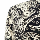Novella Royale Women's Black White Size L Cotton Paisley Cardigan