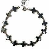 Estate .925 Sterling Silver Cross 8" Enamel Bracelet