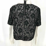 Elizabeth and James The Carnie Women's Blk White Size L Layered Lace Long Sleeve