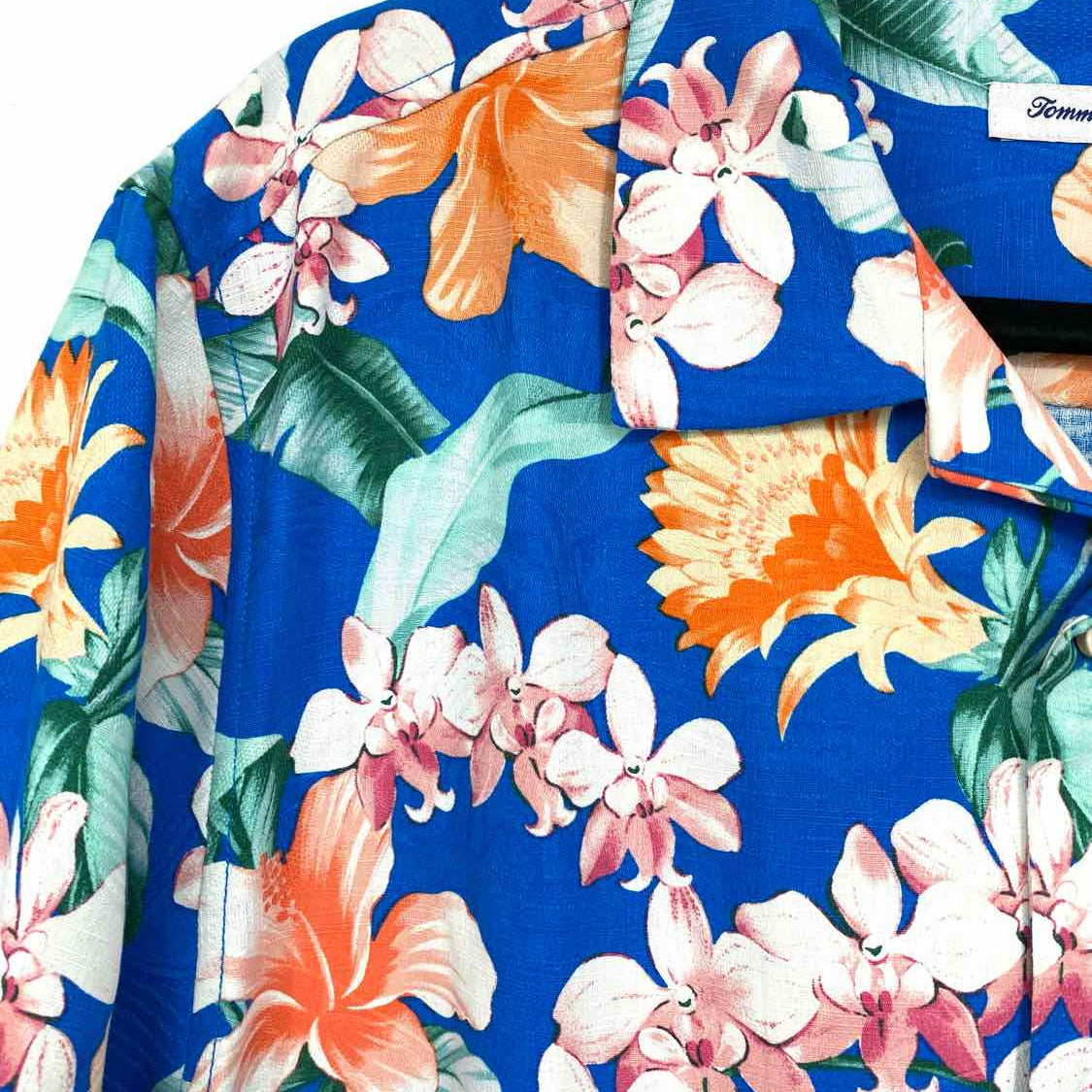 Tommy Bahama Men's Blue / Orange Floral Size L Short Sleeve Shirt