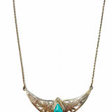 Estate .925 Sterling Silver 16" Abstract Turquoise Necklace