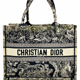 Christian Dior Medium Toile de Jouy Navy Green Embroidered Made in Italy Tote