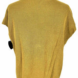 Eileen Fisher Women's Yellow Size XXS Mock Neck Linen Blend Short Sleeve Top