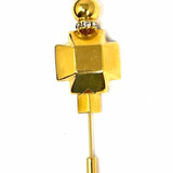 ST. JOHN Gold Tone Geometric Crystal Hat Pin