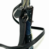 Coach Canyon Quilt Denim Black Blue Zip Top Patchwork Leather Crossbody