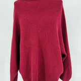 BROCHU WALKER Leith Women's Red Sz M Dolman Sleeve Wool Blend Cowl Neck Sweater