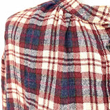 Free People Women's Blue Red Size L Button Down Plaid Long Sleeve