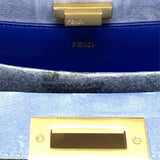 Fendi 2026 Peekaboo Way Dove Beige Blue Top Handle Made in Italy Satchel