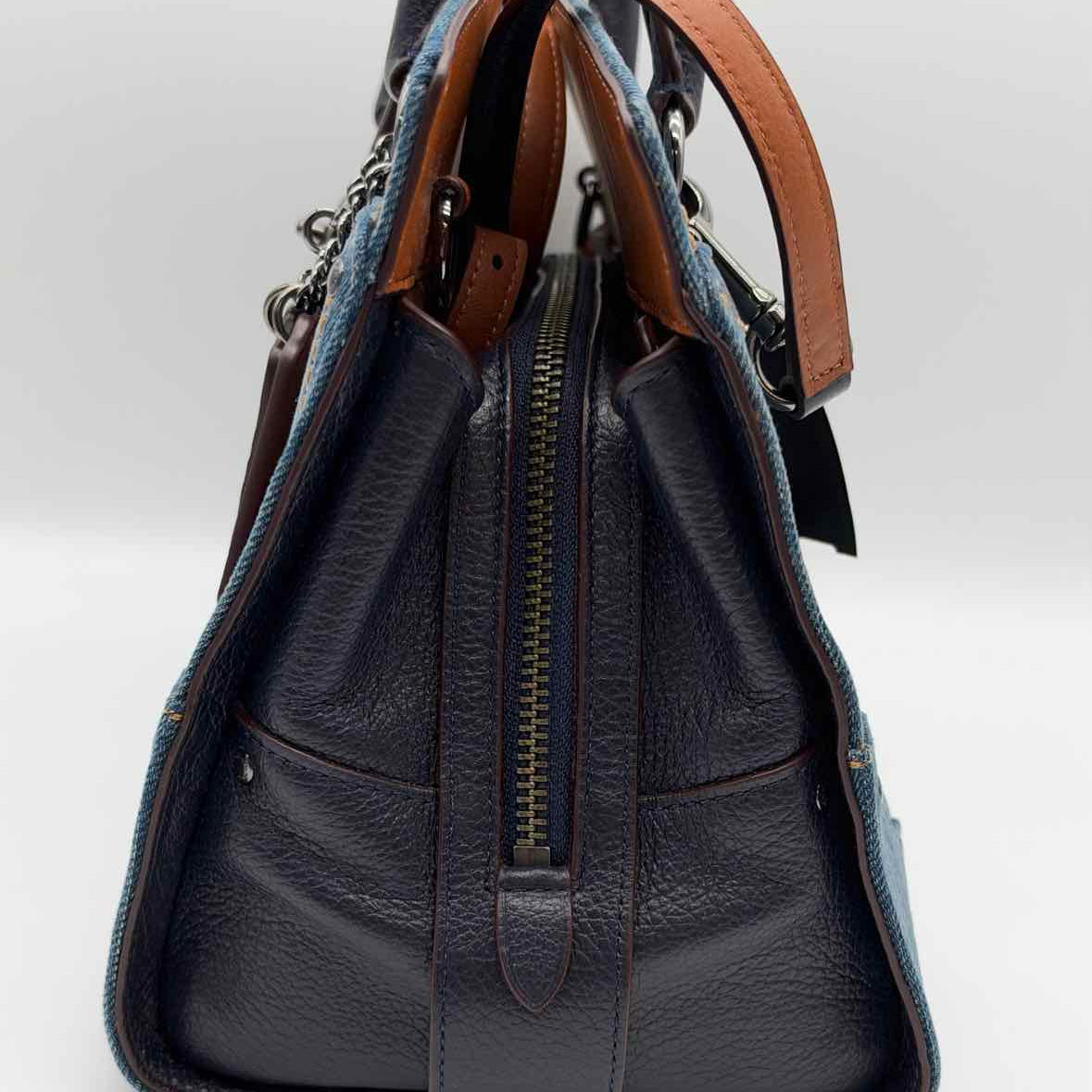 Coach Mercer 30 Denim Dark Blue Top Handle Satchel