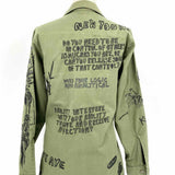 R13 Repurposed Garment Women's Green One Size Button Down Embroidered Jacket