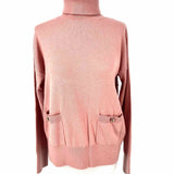 Kate Spade Women's Light Pink Size S Turtleneck Pockets Sweater