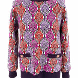 Chanel Women's Purple Red Size 38/S Crew Cashmere Abstract Diamond Sweater