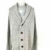 7 Diamonds Men's Gray Size L Shawl Collar Wool Blend Elbow Patch Cardigan