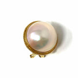 Estate 14K 585 Ivory Stud Round Pearl Earrings