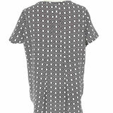 Pleione Top de manga corta de mujer negro/blanco con cuello redondo geométrico Talla XS