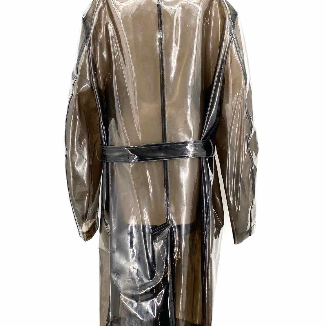 Versace Belted Women's Charcoal PVC Size 54/XL Trenchcoat