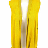 Eileen Fisher Women's Yellow Size L Open Front Linen Knit Vest