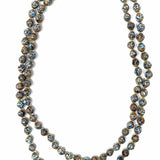Vintage 1920-50's Murano Venetian Glass Blue 45" Speckled Made in Italy Necklace