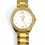 Coach Gold Tone Round embellished Mother of Pearl Watch