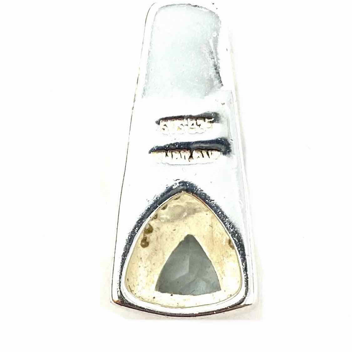 Estate .925 Sterling Silver Blue Rectangular Art Decco Diamond Pendant