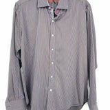 Robert Graham Men's black/orange Size S Stripe Button Down Long Sleeve Shirt