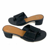 Donald J Pliner Women's Black Size 7 Kitten Heel Suede Snake Embossed Slide