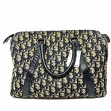 Christian Dior Vintage Boston Canvas Beige Navy Diorissimo Satchel