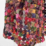 Women's Multi-Color Size M/L Open Front Yo-Yo Quilt Jacket