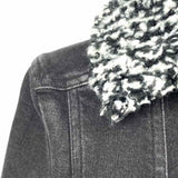 Chanel Women's Black Size 34/XS Denim Jacket w/ Black & White Shag Details