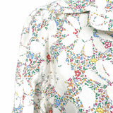 Frank & Eileen Women's White Multi-Color Size M Button Down Cotton Long Sleeve