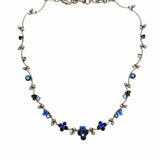 SORRELLI Blue Silver Tone 16" Floral Crystal Necklace