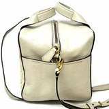 REED KRAKOFF Track Gray Cream Top Handle Snake Leather Satchel