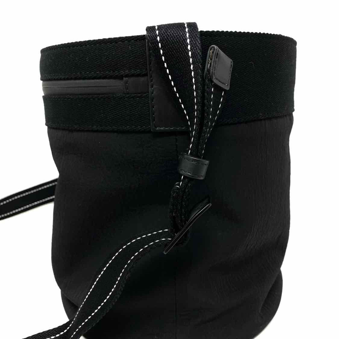 Bottega Veneta Nylon Black Electric Blue Interior Bucket Bag