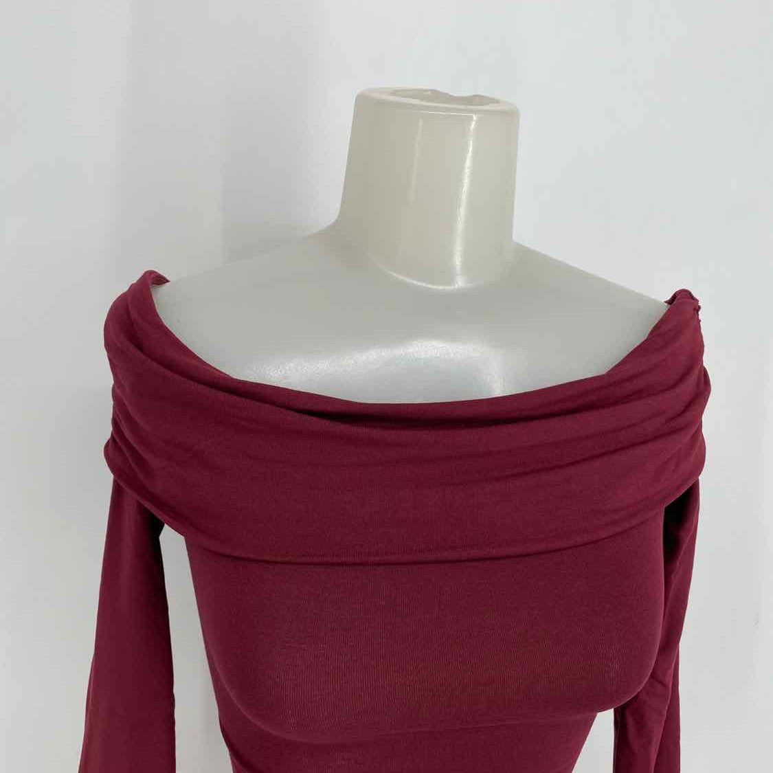 Oh Polly Oriana Women's Cranberry mini Tencel Size XS Long Sleeve Dress