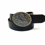 Napoli Leather Black Belt w/ Pasiley Buckle