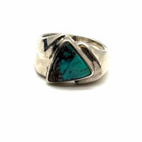 Estate size 8 Silver Triangle Turquoise Ring