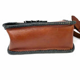 Brown Black Flap Western Leather Messenger Bag