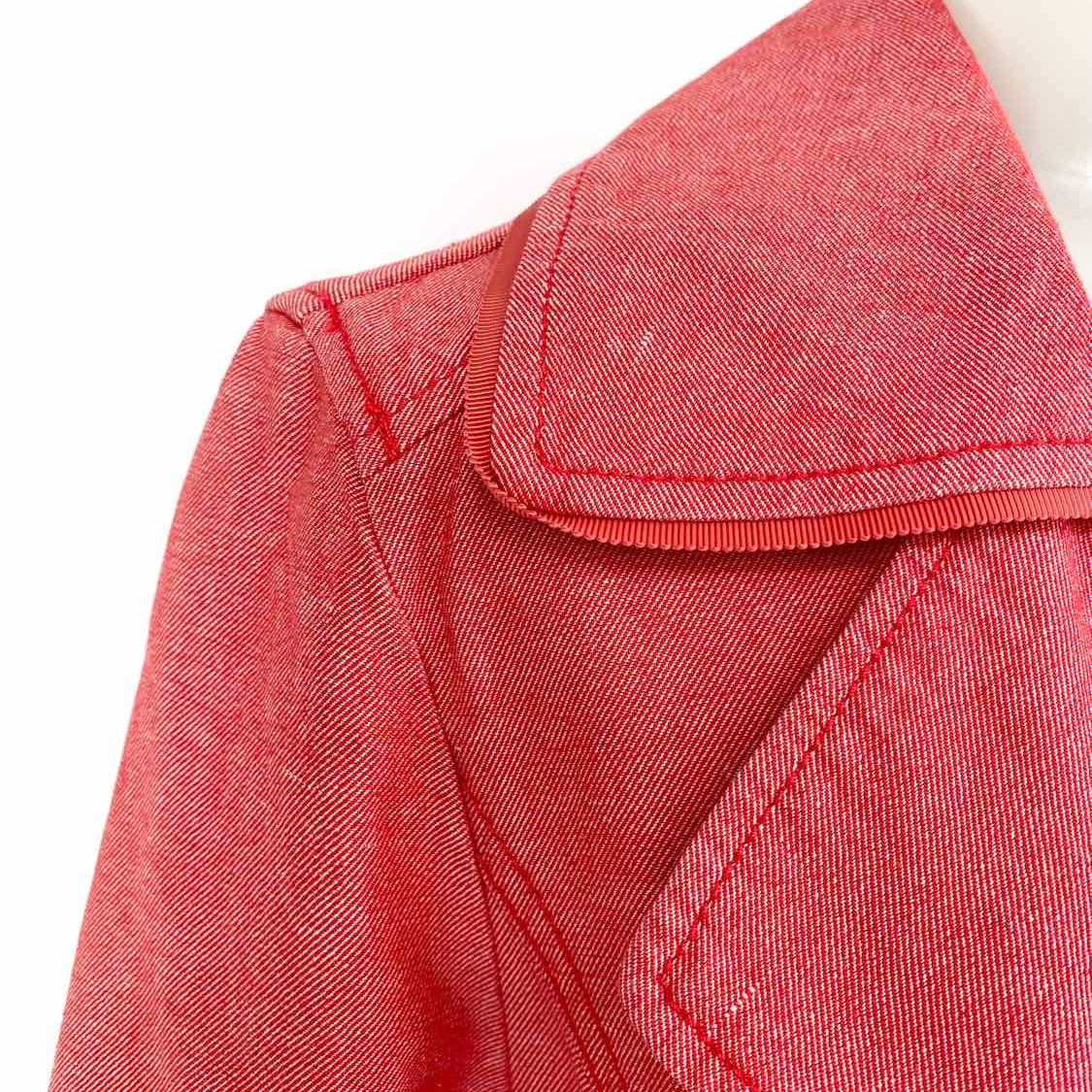 Anthropologie Women's Red Size S Button Down Cotton Linen Blend Trench Coat