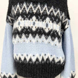 Loft Women's Blue Gray Size XS balloon sleeve Abstract Sweater