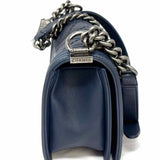 Chanel 2014 Boy Medium Wild Stitch Blue Lamb Leather Made in Italy Shoulder Bag