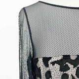 KAREN MILLEN Women's Black Beige Size 10 sheath Mesh Overlay Dress