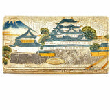 Beige Blue Mount Fuji Accordion Embossed Leather Wallet