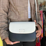 Kate Spade Black White Flap Color Block Leather Crossbody
