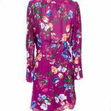 Parker Women's Purple Size S Long Sleeve Mini Belted Floral Dress