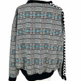 ARTISTA Women's Gray Yellow Size M/L Crew Houndstooth Sweatshirt