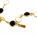 Swarovski Black Clear Gold Tone Chicklet 18" Crystal Necklace
