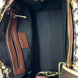 Vimoda "Rive Gouche" Brown Beige Top Handle Houndstooth Satchel