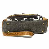 Myra Bags Roltold Calf Hair White Brown Square Cow Leather Crossbody