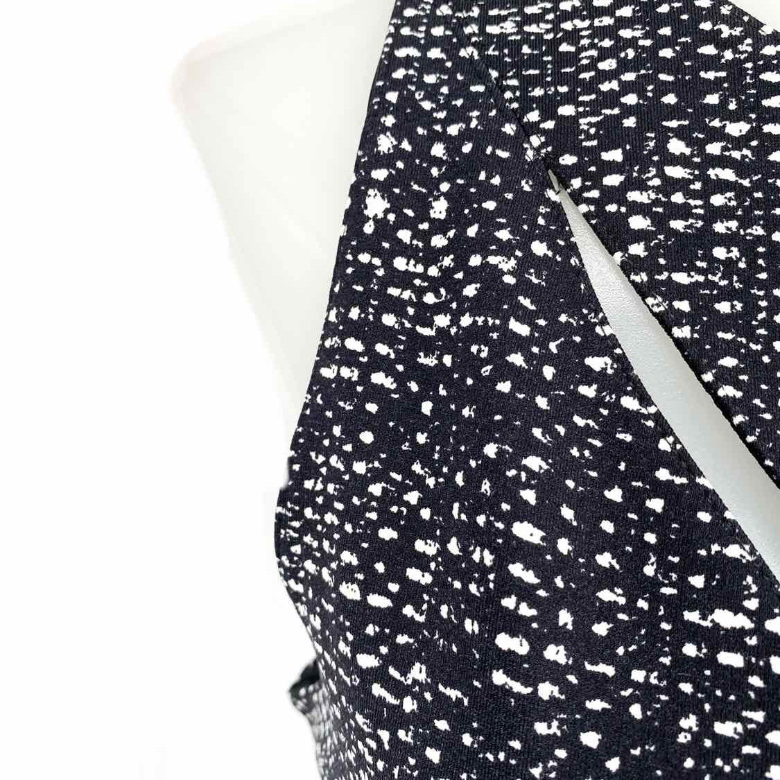 cinq a sept Pandora Women's Black White Size 6 Pleated Speckled Dress
