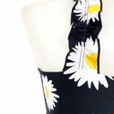 Year of Ours Women's Black/White/Yellow Size XS Crop Flower Sleeveless